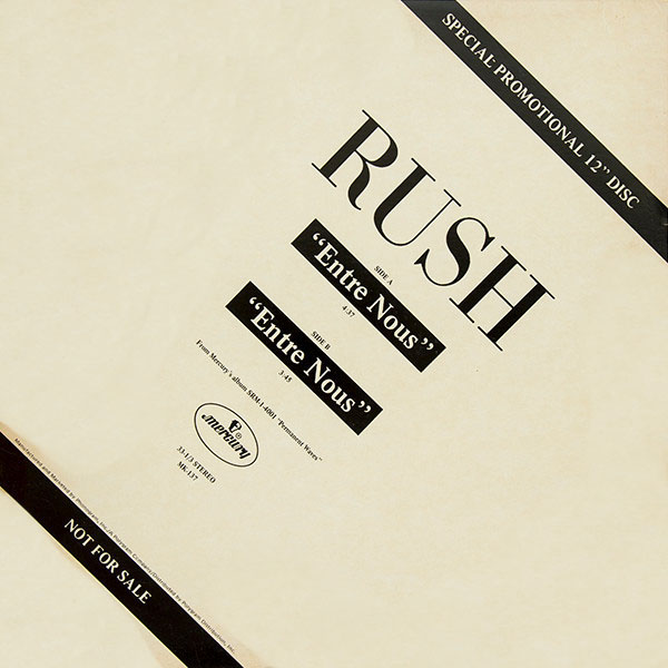 Rush: Entre Nous b/w Different Strings 45RPM Vinyl