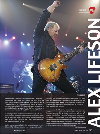 Premiere Guitar Interview with Alex Lifeson - March 2009