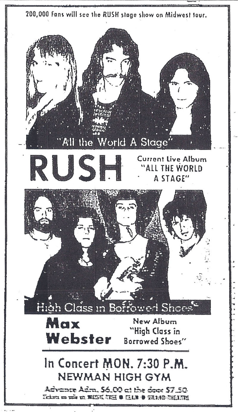 Rush 'All The World's a Stage' Tour Pictures - Wausau, Wisconsin - May 9th, 1977