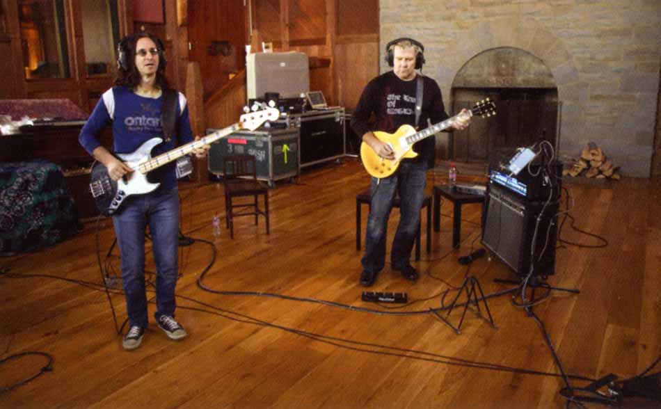 Geddy Lee and Alex Lifeson recording Snakes & Arrows
