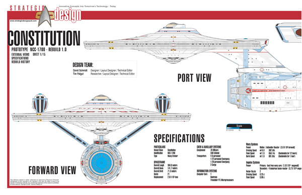 Constitution Class Rebuild NC-1700 Starship Prototype - External Blueprints & Internal Deck Plans by Strategic Design - Page 1