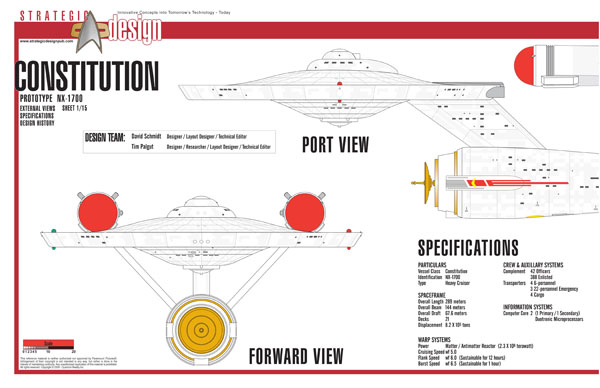 Constitution Class NX-1700 Starship Prototype - External Blueprints & Internal Deck Plans by Strategic Design - Page 1