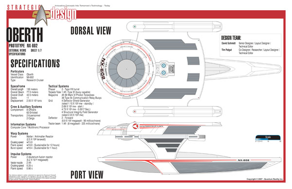Oberth Class NX-602 Starship Prototype - External Blueprints & Internal Deck Plans by Strategic Design - Page 1