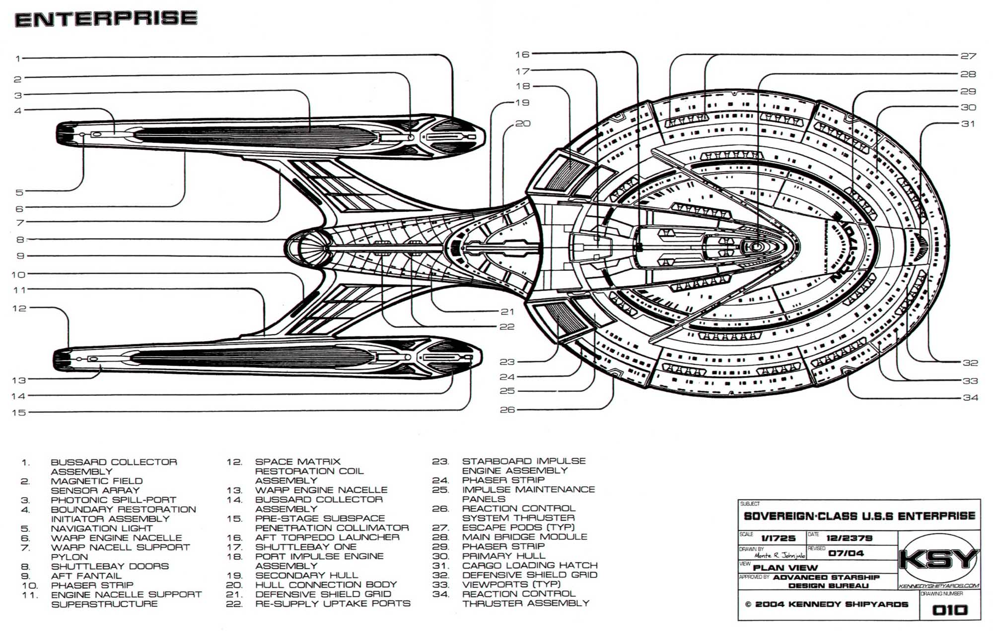 Star Trek Blueprints: Sovereign Class Federation Starship U.S.S ...