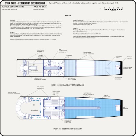 Federation Class Dreadnought [TOS] Profile, Cutaway, and Deck Plans