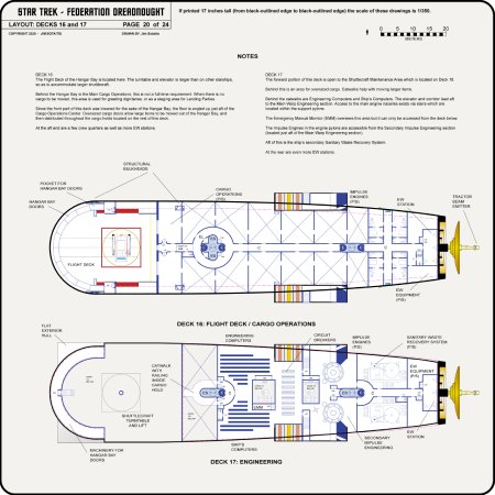 Federation Class Dreadnought [TOS] Profile, Cutaway, and Deck Plans