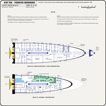 Federation Class Dreadnought [TOS] Profile, Cutaway, and Deck Plans