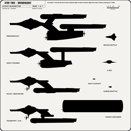 Federation Class Dreadnought [TOS] Profile, Cutaway, and Deck Plans