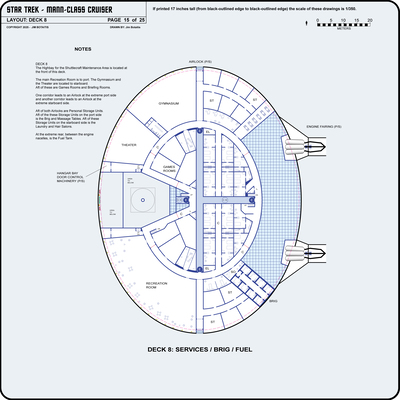 U.S.S. Endurance NCC-401 Mann-Class Cruiser [TOS] Profile, Cutaway, and Deck Plans