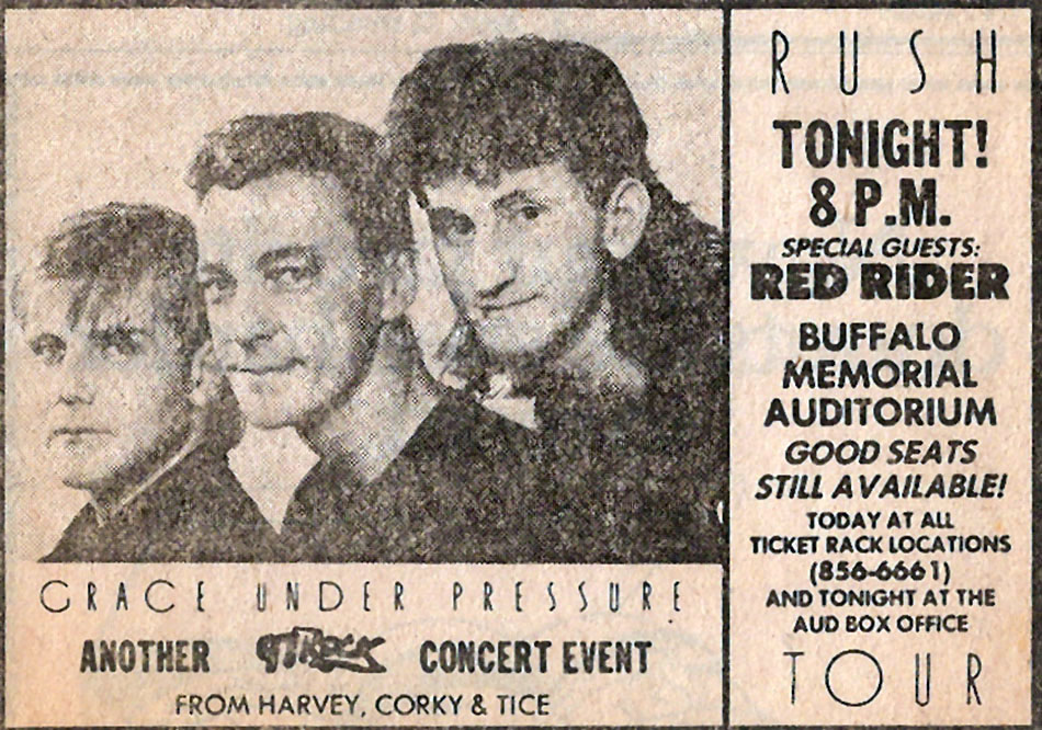 Rush - Grace Under Pressure Tour Pictures - Buffalo Memorial Auditorium - Buffalo, New York - July 12th, 1984